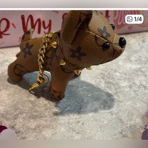 Brown Designer-Style Dog Charm with Gold Chain